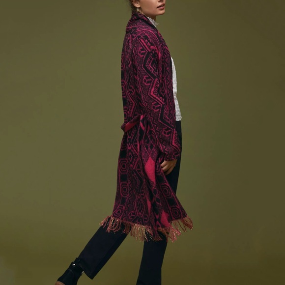 NWT Anthropologie Abstract Fringed Sweater Coat - Picture 2 of 5